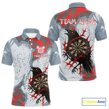 Load image into Gallery viewer, Gray And Red Raven Darts Shirt For Men - Custom Team Name - Unique Dartboard NYN0349