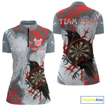 Load image into Gallery viewer, Gray And Red Raven Darts Shirt For Women - Custom Team Name - Unique Dartboard NYN0349