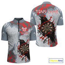 Load image into Gallery viewer, Gray And Red Raven Darts Shirt For Men - Custom Team Name - Unique Dartboard NYN0349