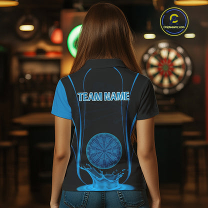 Azure Water Lightning Dartboard & Fish Darts Shirt For Women - Custom Name & Team NYN0617