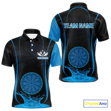 Load image into Gallery viewer, Azure Water Lightning Dartboard &amp; Fish Darts Shirt For Men - Custom Name &amp; Team NYN0617