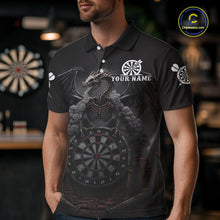 Load image into Gallery viewer, Skeleton Dragon Grey Smokes Cracked Darts League Shirt Custom Dragon Men Darts Jersey NYN2039