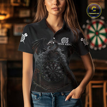 Load image into Gallery viewer, Skeleton Dragon Grey Smokes Cracked Darts League Shirt Custom Dragon Women Darts Jersey NYN2039
