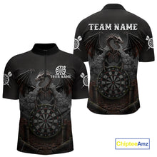 Load image into Gallery viewer, Skeleton Dragon Grey Smokes Cracked Darts League Shirt Custom Dragon Men 1/4-Zip Darts Jersey NYN2039