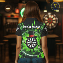 Load image into Gallery viewer, Custom Green Patrick Day Funny Dartboard Women Polo Dart Jerseys Shamrock Dart Gifts NYN2045