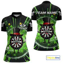Load image into Gallery viewer, Custom Green Patrick Day Funny Dartboard Women 1/4-Zip Dart Jerseys Shamrock Dart Gifts NYN2045