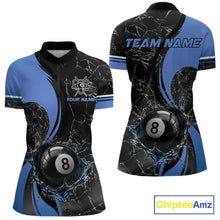 Load image into Gallery viewer, Blue Watering 8 Ball Pool Billiard Shirts For Women Custom Broken Glass Billiard Team Jersey NYN3136