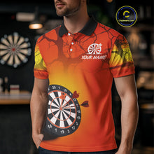 Load image into Gallery viewer, Flaming Tiger Orange Pattern Dartboard Darts Shirt For Men - Custom Name NYN0357