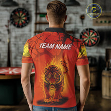 Load image into Gallery viewer, Flaming Tiger Orange Pattern Dartboard Darts Shirt For Men - Custom Name NYN0357