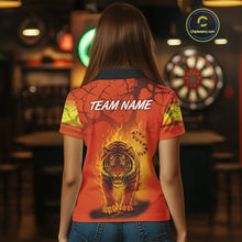Load image into Gallery viewer, Flaming Tiger Orange Pattern Dartboard Darts Shirt For Women - Custom Name NYN0357