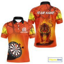 Load image into Gallery viewer, Flaming Tiger Orange Pattern Dartboard Darts Shirt For Men - Custom Name NYN0357