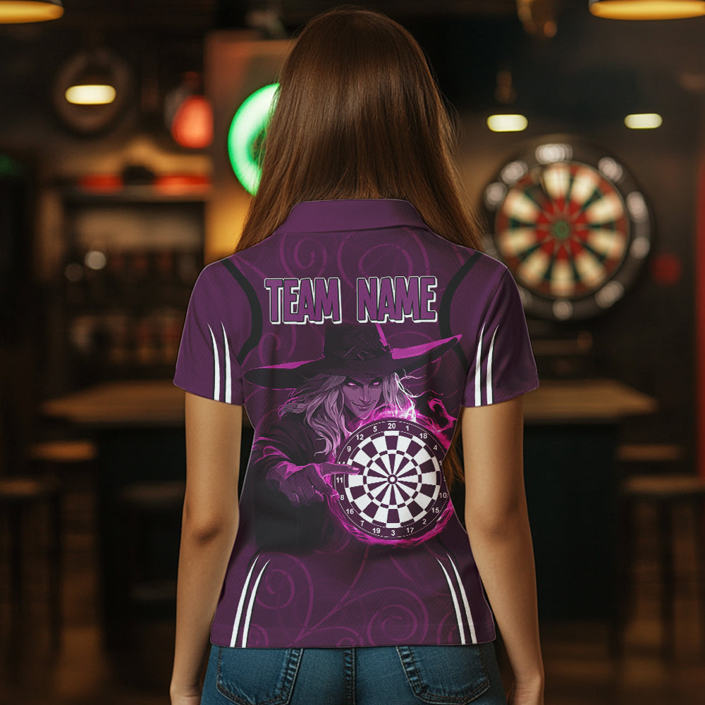 Custom Purple Dartboards And Witch Dart Shirts For Women, Dart Team Jerseys NYN0026