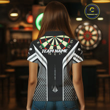 Load image into Gallery viewer, Black Darts Arrow Hit The Bullseye Darts Shirt For Women - Custom Team &amp; Player Name NYN0361