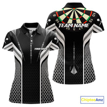 Load image into Gallery viewer, Black Darts Arrow Hit The Bullseye Darts Shirt For Women - Custom Team &amp; Player Name NYN0361