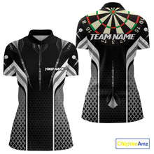 Load image into Gallery viewer, Black Darts Arrow Hit The Bullseye Darts Shirt For Women - Custom Team &amp; Player Name NYN0361