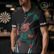 Load image into Gallery viewer, Darts Master Pig In Green Funny Darts Shirt For Men - Custom Team &amp; Player Name NYN0363