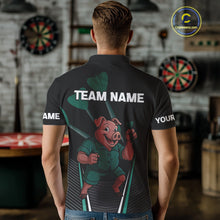 Load image into Gallery viewer, Darts Master Pig In Green Funny Darts Shirt For Men - Custom Team &amp; Player Name NYN0363