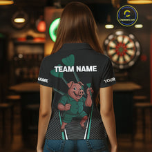 Load image into Gallery viewer, Darts Master Pig In Green Funny Darts Shirt For Women - Custom Team &amp; Player Name NYN0363