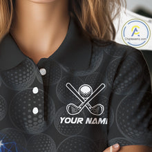 Load image into Gallery viewer, Womens Lightning US Flag Golf Polo Shirts Custom Black Golf Ball America Golf Shirt NYN3328