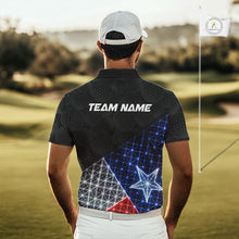 Load image into Gallery viewer, Mens Lightning Texas Flag Golf Polo Shirts Custom Black Golf Ball America Golf Shirt NYN3329