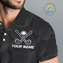 Load image into Gallery viewer, Mens Lightning Texas Flag Golf Polo Shirts Custom Black Golf Ball America Golf Shirt NYN3329