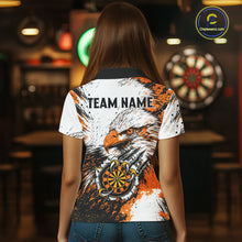 Load image into Gallery viewer, Custom Orange Grunge Eagle Scratch Dartboard Women Darts Polo Shirts Dart Team Jerseys NYN2271