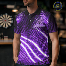 Load image into Gallery viewer, Black And Purple Stripes Light Dartboard Custom Darts Polo Shirts Men Dart Team Jerseys NYN2275