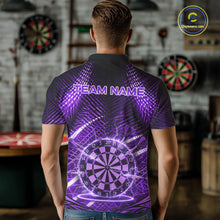 Load image into Gallery viewer, Black And Purple Stripes Light Dartboard Custom Darts Polo Shirts Men Dart Team Jerseys NYN2275