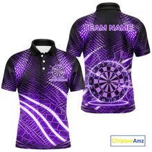 Load image into Gallery viewer, Black And Purple Stripes Light Dartboard Custom Darts Polo Shirts Men Dart Team Jerseys NYN2275