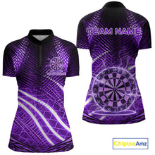 Load image into Gallery viewer, Black And Purple Stripes Light Dartboard Custom Darts Quarter-Zip Shirts Women Dart Team Jerseys NYN2275