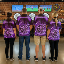 Load image into Gallery viewer, Black And Purple Stripes Light Dartboard Custom Darts Polo Shirts Men Dart Team Jerseys NYN2275