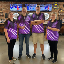 Load image into Gallery viewer, Black And Purple Stripes Light Dartboard Custom Darts Polo Shirts Men Dart Team Jerseys NYN2275