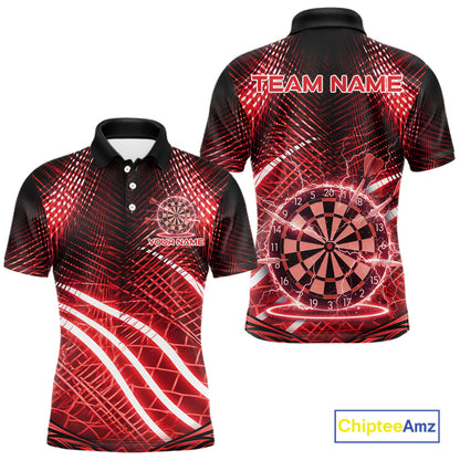 Black And Red Stripes Light Dartboard Custom Darts Polo Shirts Men Dart Team Jerseys NYN2276