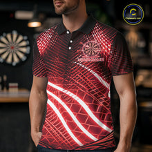 Load image into Gallery viewer, Black And Red Stripes Light Dartboard Custom Darts Polo Shirts Men Dart Team Jerseys NYN2276