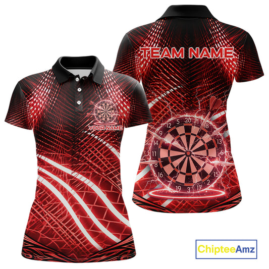 Black And Red Stripes Light Dartboard Custom Darts Polo Shirts Women Dart Team Jerseys NYN2276