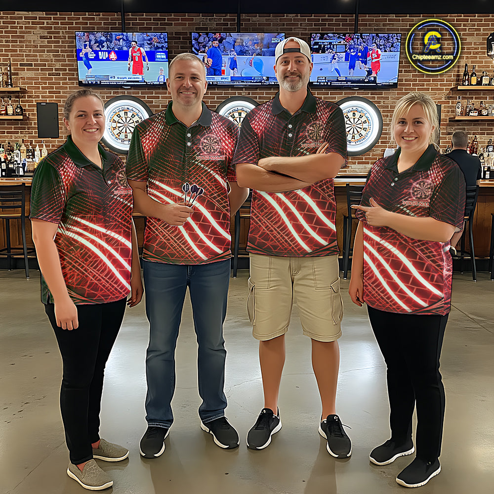 Black And Red Stripes Light Dartboard Custom Darts Polo Shirts Women Dart Team Jerseys NYN2276
