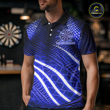 Load image into Gallery viewer, Black And Blue Stripes Light Dartboard Custom Darts Polo Shirts Men Dart Team Jerseys NYN2277