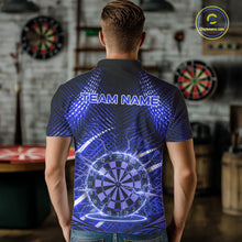 Load image into Gallery viewer, Black And Blue Stripes Light Dartboard Custom Darts Polo Shirts Men Dart Team Jerseys NYN2277