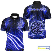 Load image into Gallery viewer, Black And Blue Stripes Light Dartboard Custom Darts Polo Shirts Men Dart Team Jerseys NYN2277