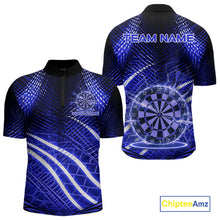 Load image into Gallery viewer, Black And Blue Stripes Light Dartboard Custom Darts Quarter-Zip Shirts Men Dart Team Jerseys NYN2277