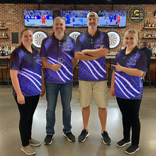 Load image into Gallery viewer, Black And Blue Stripes Light Dartboard Custom Darts Polo Shirts Men Dart Team Jerseys NYN2277