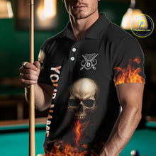 Load image into Gallery viewer, Fire Flame Pool 8 Ball Skull Billiard Shirts For Men Custom Billiard League Jerseys | Red NYN2286