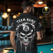 Load image into Gallery viewer, Grey Grunge Skull Billiard Shirts For Men Custom Pool 8 Ball Billiard League Jerseys NYN2291