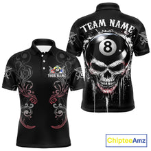 Load image into Gallery viewer, Grey Grunge Skull Billiard Shirts For Men Custom Pool 8 Ball Billiard League Jerseys NYN2291