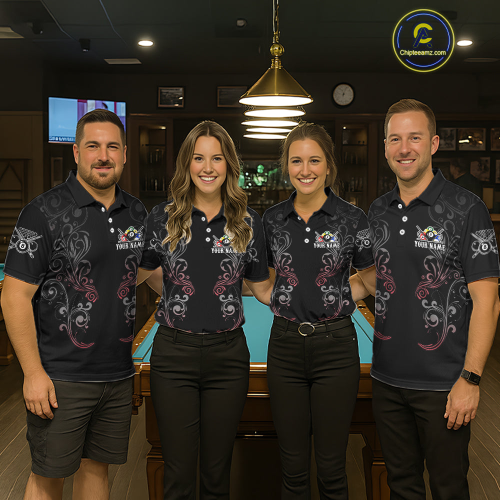 Grey Grunge Skull Billiard Shirts For Women Custom Pool 8 Ball Billiard League Jerseys NYN2291