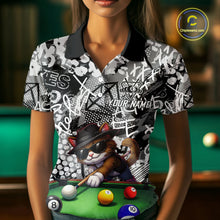 Load image into Gallery viewer, Custom Funny Pooler Cat 8 Ball Pool Billiard Shirt For Women Polo &amp; 1/4 Zip, Billiard Team Jerseys NYN3160