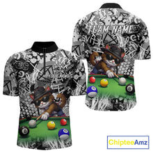 Load image into Gallery viewer, Custom Funny Pooler Cat 8 Ball Pool Billiard Shirt For Men Polo &amp; 1/4 Zip, Billiard Team Jerseys NYN3160