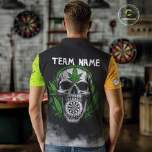 Load image into Gallery viewer, Lime Leaves Skull &amp; Dartboard, Colorful Darts Shirt For Men - Customizable Name NYN0385