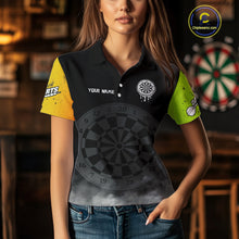 Load image into Gallery viewer, Lime Leaves Skull &amp; Dartboard, Colorful Darts Shirt For Women - Customizable Name NYN0385