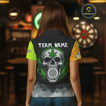 Load image into Gallery viewer, Lime Leaves Skull &amp; Dartboard, Colorful Darts Shirt For Women - Customizable Name NYN0385